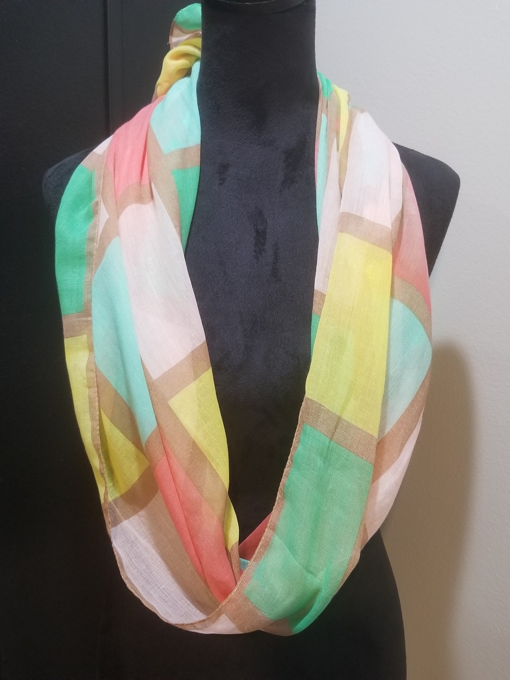 Lightweight Pastel Geo Long Scarf - Multicolor